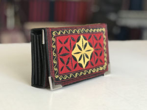 uang small fold handmade wallet in blk red yel